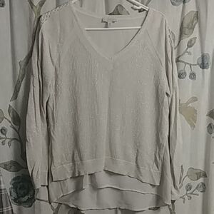 Lucky Brand Cream V-Neck Layered Sweater